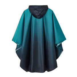 SaphiRose Adults Rain Poncho Waterproof Raincoat Women Gradient Hood with Pocket(Gradient Teal)