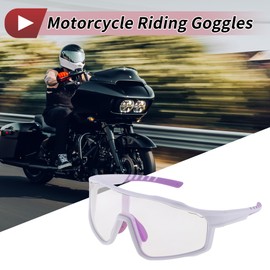 X AUTOHAUX 1Set Motorcycle Riding Goggles Tri-Acetyl Cellulos PC UV400 Outdoor Sports Sunglasses for Motocross Dirt Bike ATV Light Purple Lens White Purple Frame