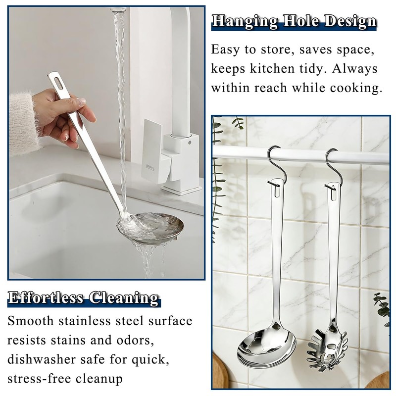 Berglander Stainless Steel Soup Ladle & Spaghetti Spoon, 2 Piece