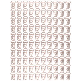 100pcs Paper Clips Innovative Cute Rose Coffee Cup Shape Reusable Mini Metal Paperclips for Office School Home