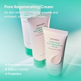 Porethera Real Bifida Blur Cream - Korean Face Moisturizer - Pore Minimizer Face Tone-Up Cream for Blurring Face - Pore Regenerating - Facial Moisturizer for Oily and Acne-Prone Skin, 1.69 fl.oz