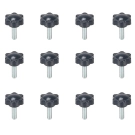 KINDPMA Pack of 12 Star Handle Screws Thumb Screw M6 x 20 mm Star Shape Plastic Clamping Head Screws with Handle, Star Head Screw for Machine Tools, Mechanical Devices, Furniture Decoration