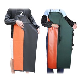 ZHYUAN Pack of 2 Waterproof Rubber Vinyl Aprons, Unisex Apron, Waterproof Oil-Resistant PVC Apron, Waterproof Rubber Aprons, Chemical-Resistant Work Apron, Work Apron, Black, Green