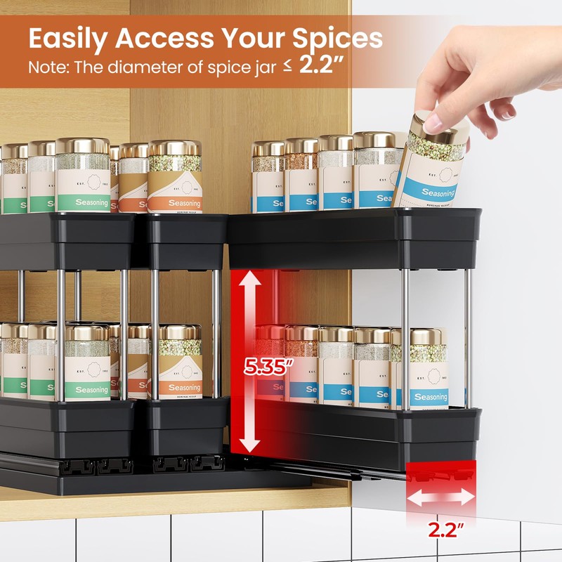 Mystozer 3 Packs Pull Out Spice Rack Organizer for Cabinet,