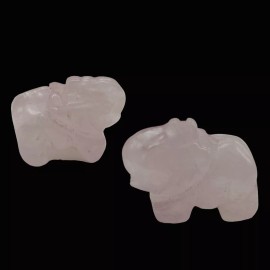 PremiumBead 2 Wild Hand Carved Rose Quartz Elephant Beads | 22.5x17.5x9.5m