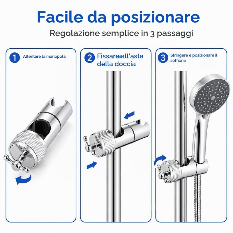 JADUFHU Supporto Doccia Regolabile con 2 Ganci