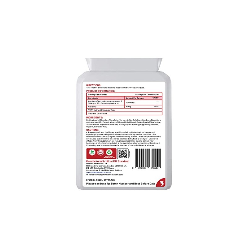 Double Strength Cranberry Tablets 10,000mg I 90 Cranberry Tablets High
