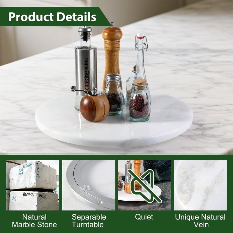 Marble Lazy Susan, 16 in Lazy Susan Turntable Organizer for