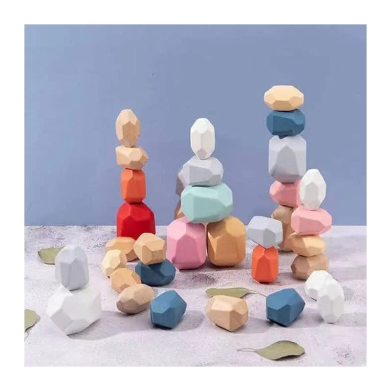 Colorful Stacking Stone Building Blocks Educational Toys Cognitive Old People