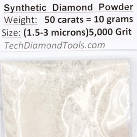 TechDiamondTools Diamond Powder for Polishing Glass Quartz Marble Rock Jewelry Stone Windshield Travertine Gemstone 5,000 Grit – 1.5-3 Microns - 50 Carats = 10 Grams USA Made Scratch Remover
