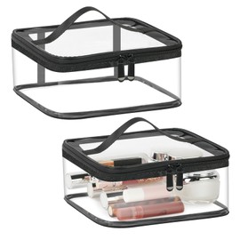 Aucuu Kulturtasche Transparent,2 Stück Kosmetiktasche Durchsichtig, wasserdichte PVC-Reise-Waschtaschen, TSA-zugelassene Make-up-Taschen, für Familie, Männer un Frauen