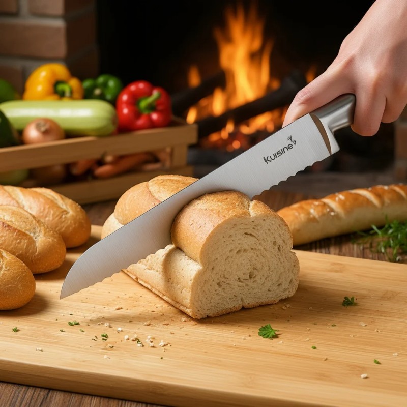 Kuisine Premium 15-Piece Acacia Wood Block Chef Knife Set Stainless