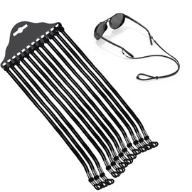 DreamAug 12-Pack Adjustable Glasses Straps – Black Nylon Eyewear Retainers with Carabiner Ends for Sunglasses, Reading Glasses, Sports & Outdoor Use – Unisex Eyeglass Chains