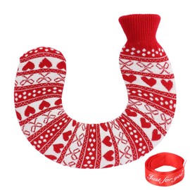 1L U Shaped Hot Water Bag Portable Neck Shoulder Warmer with Soft Knitted Cover for WinterType 2