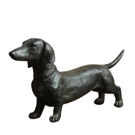 Home Decor Black Standing Long Dog Resin Statue Resin Crafts for Windowsills Shelves Terraces