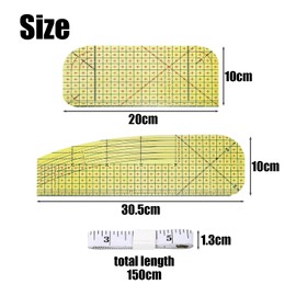 2 Pieces of Sewing Rulers, 1 Piece of Soft Ruler, Sewing Accessories, Ruler for Measuring Clothes, Curve Ruler and Cutting Supplies, Handheld Sewing Ruler, Tailor's Ironing Ruler