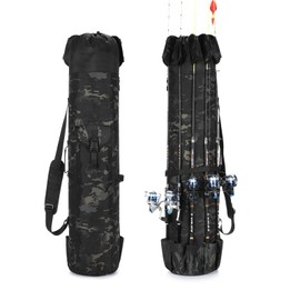 Wowelife Fishing Rod Bag Black Camo, Fishing Rod Case Carrier Bag, Upgraded Fishing Pole Bag Backpack for Fishing and Traveling, A Fishing Gifts for Men, Father and Friends