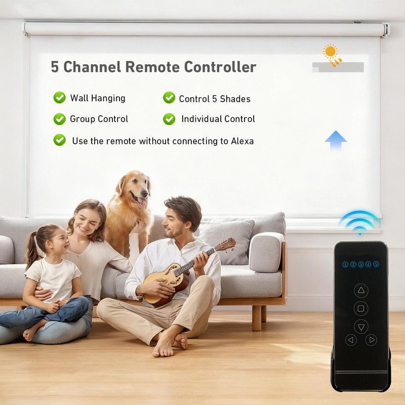 5-Channel Blind Remote Controller, Black - Replacement for Motorized Roller