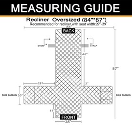 CHHKON Velvet Recliner Covers for Recliner Chair Cover Waterproof Chair Covers for Living Room Non-Slip Bottom Furniture Protector with Adjustable Stretchy Straps (Stone Blue, 28")