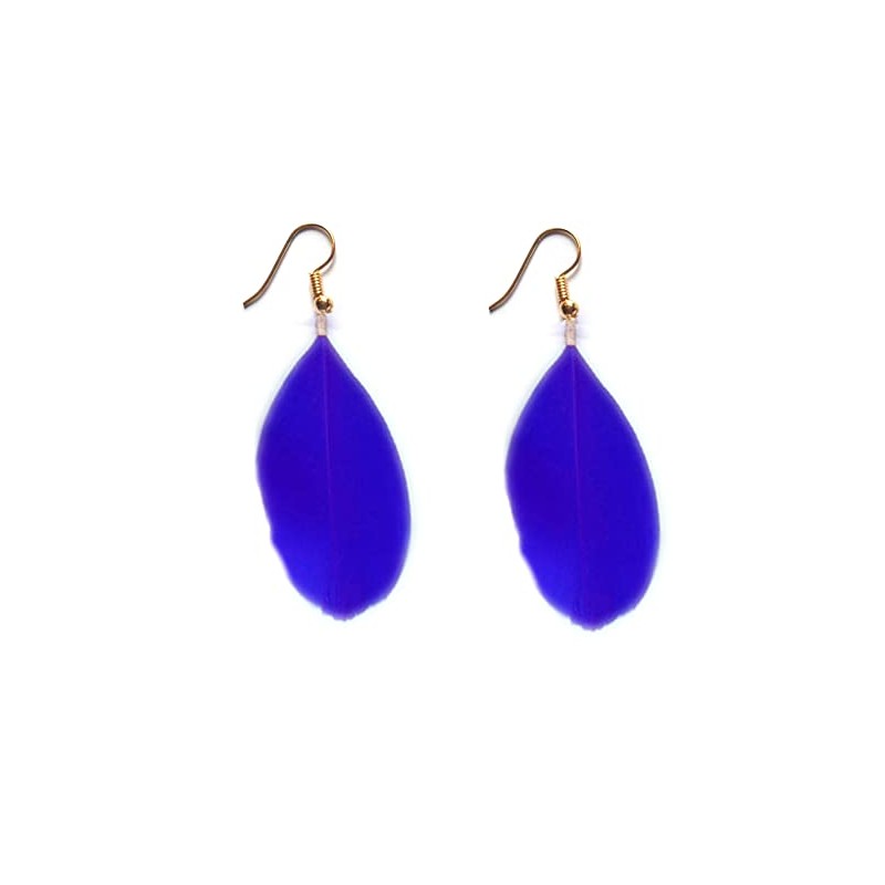 Royal Blue Feather Earrings - Handmade