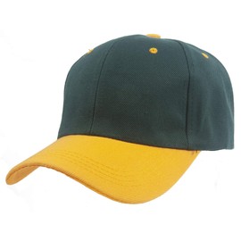 TOP HEADWEAR Adjustable Baseball Structured Cap Hat, Green/Gold