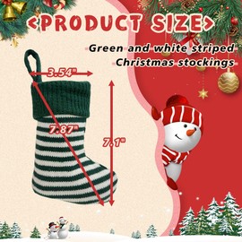 12Pack Christmas Stockings 7'' Mini Knitted Red Stripe Xmas Stockings Décor Christmas Tree Fireplace Hanging Xmas Stockings Decoration for Family Home Holiday Party Kids Gifts Ornaments Decor