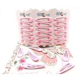 Set of 18 Snap Hair Clips Colour barrettes snap clip for Kids, Girls and Women (Light Pink)