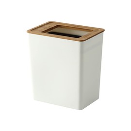 Tricolor Plastic Trash Can No Show Bag Trash Can Thin Trash Can Space Saver 6.3 x 9.1 x 10.0 inches (16 x 23 x 25.5 cm), White, Brown