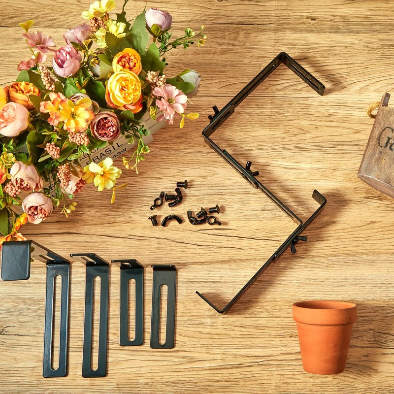 Leinuosen 8 Pcs Adjustable Window Boxes Brackets Planter Box Bracket