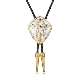 HLYMPONY Bolo Tie for Men Western Cowboy Cowgirl Vintage Native American Cross Bolo Tie for Women (Gold)