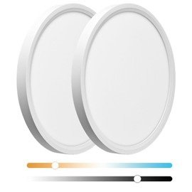 Stkzenod 24 Inch Large LED Flush Mount Ceiling Light Fixture,55W,5600LM,3000K/4000K/6000K CCT Selectable,0.9 inch Super Slim Round Ceiling Light for Bedroom,Hallway,Kitchen (Dimmable White 2PK)