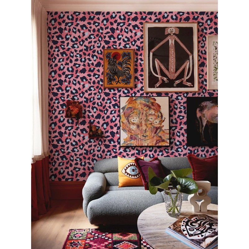 Ismoon Leopard Print Peel and Stick Wallpaper Pink Cheetah for