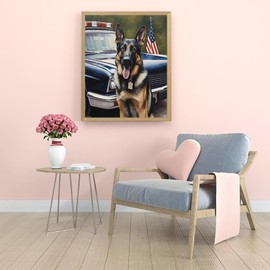 XTXGERL Paint by Number for Adult Kit, DIY Acrylic Paint by Numbers for Adults Beginner Smiling Dog German Shepherd Oil Painting by Number on Canvas for Home Wall Decor 16x20inch