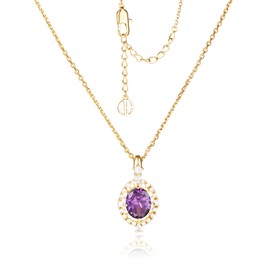 Cicy Bell Womens Evil Eye 18k Gold Plated Necklace Cubic Zirconia Elegant Adjustable Oval Pendant Necklace Gifts 17.7'' with 2'' Extender