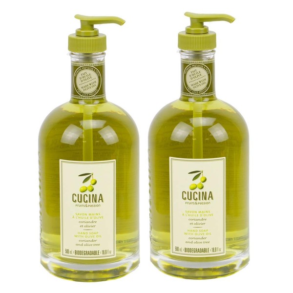 Cucina Purifying Hand Wash Coriander and Olive Tree 16.9 Fl Oz Glass Bottle by Cucina