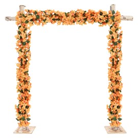 Rzoukler 2PCS Artificial Bougainvillea Flowers Garland 6.6FT Fake Bougainvillea Hanging Silk Flowers Faux Bougainvillea Fall Vines for Wedding Arch Table Home Garden Outdoor Fall Decorations (Orange)