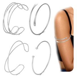 4PCS Arm Cuff for Women Upper Arm Band Cuff Bangle Bracelets for Women Gold Arm Cuff Jewelry Adjustable Armband Set