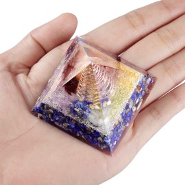 SUNYIK Chip Stone Orgone Pyramid, Healing Crystal Point Copper Energy Generator Protection Metaphysical Chakra Reiki 1.96", Lapis Lazuli