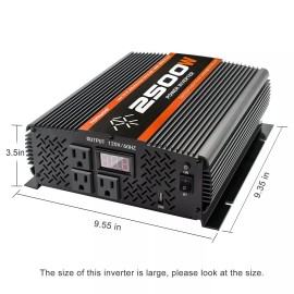 NGNWOB 2500 Watt Inverter Power Inverter 12V to 110V Inverter Solar Inverter Truck RV