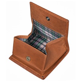 Benthill Leather Coin Purse - Viennese Box Made of Genuine Leather - Mini Wallet with Coin Chute - Slim Wallet - Leather Mini Wallet - Coin Purse, brown, coin purse
