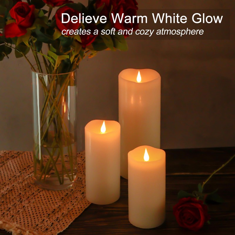 TECHLONG 10" x 4" Large Flameless Candles with Remote Timer,