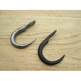 IRONMONGERY WORLD® Hand Forged Blacksmith Vintage Wrought Iron Kitchen Meat Butchers J Hanging Hook (Antique Iron)