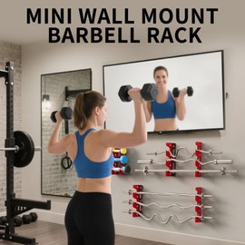 HUWAIGOU Olympic Wall Mounted Barbell Storage Rack Holder Stand Hanger, Wall Mounted Weight Dumbbell Rack for Olympic Barbell, Curl Bar, Commercial or Home Gym Accessory