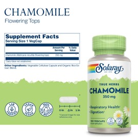 SOLARAY Chamomile, Soothing Support for Digestion, Respiratory Tract and Relaxation, 100 Servings, 100 VegCaps