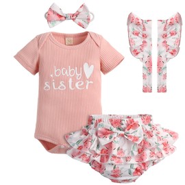 Cemion Newborn Infant Baby Girl Clothes Romper Shorts Set Suspender Summer Outfits Cute Baby Clothes Girl 0-3 Months