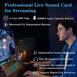 Sound Mixer Board, Voice Changer Sound Card with Multiple Sound Effects - Live Sound Card