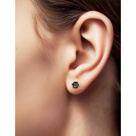 MomentWish Black Moissainte for Men, 2Carat Moissanite Stud Earrings, D Color VVS1 Simulated Diamond Black Ruthenium Vermeil S925 Sterling Silver Earrings