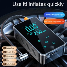 Dual-Screen Portable Tire Inflator - Real-Time Pressure Monitor & Preset PSI, One-Touch Control