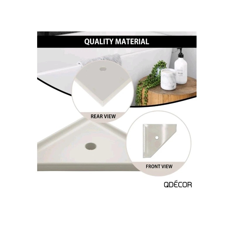 Composite Questech 10" Corner Shower Shelf, Retrofit Shower Organizer for