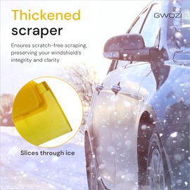 GWOZI Ice Scrapers for Car Windshield - Flexible Brass Blade Window Scraper for Car, Truck - Windshield Scraper Tool for Frost & Snow Removal - Car Ice Scraper with Long Handle, Scratch-Free